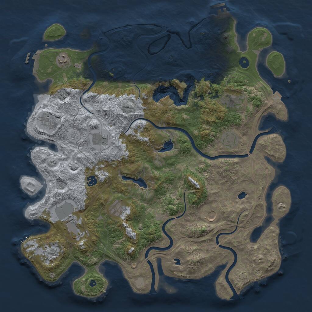 Rust Map: Procedural Map, Size: 4500, Seed: 28448, 17 Monuments