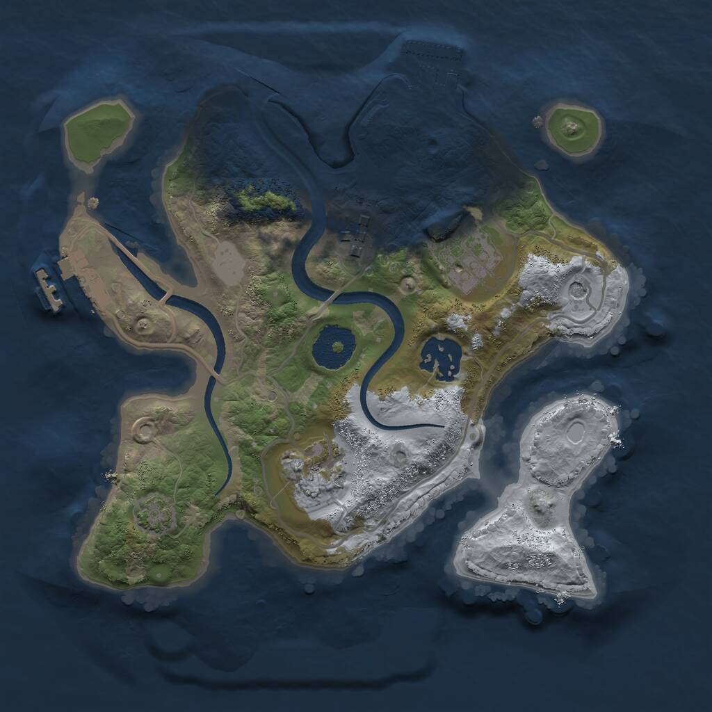 Rust Map: Procedural Map, Size: 2500, Seed: 349091503, 9 Monuments