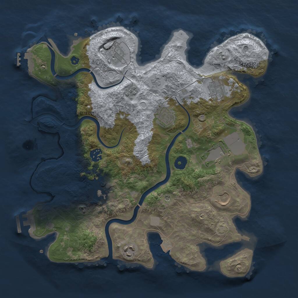 Rust Map: Procedural Map, Size: 3500, Seed: 2032638333, 15 Monuments