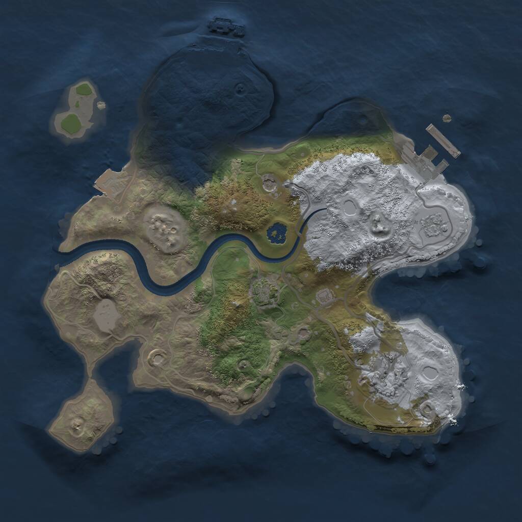 Rust Map: Procedural Map, Size: 2500, Seed: 9124, 7 Monuments