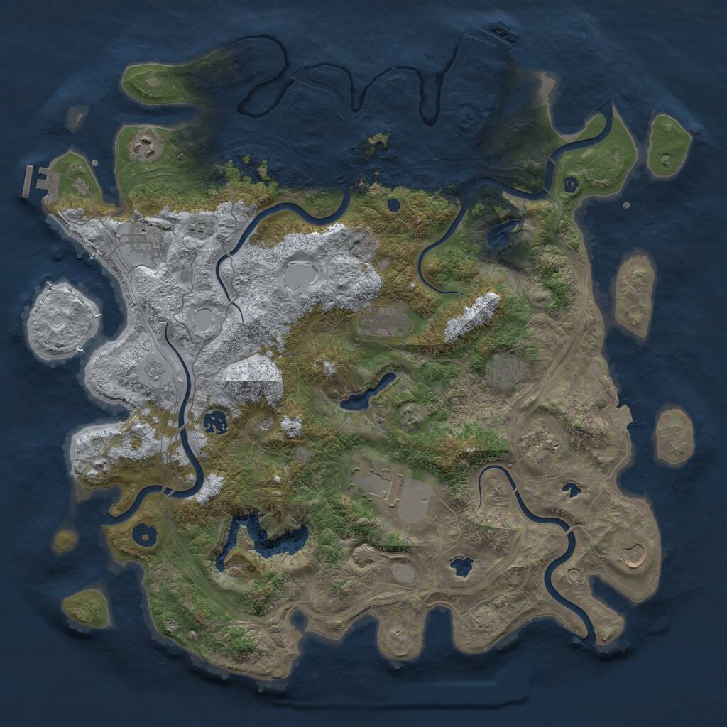 Rust Map: Procedural Map, Size: 4500, Seed: 1142072357, 15 Monuments