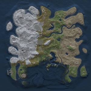 Thumbnail Rust Map: Procedural Map, Size: 4000, Seed: 1689668355, 13 Monuments