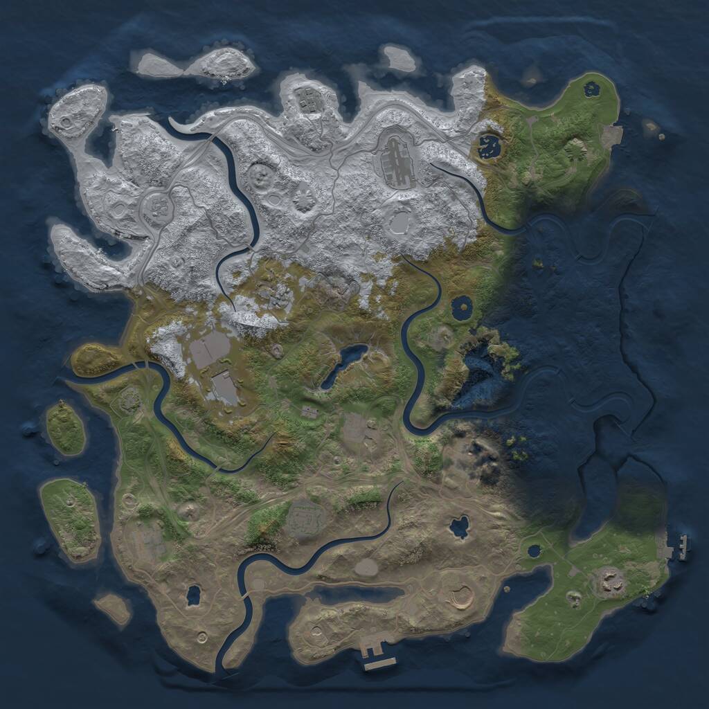 Rust Map: Procedural Map, Size: 4500, Seed: 90123, 17 Monuments