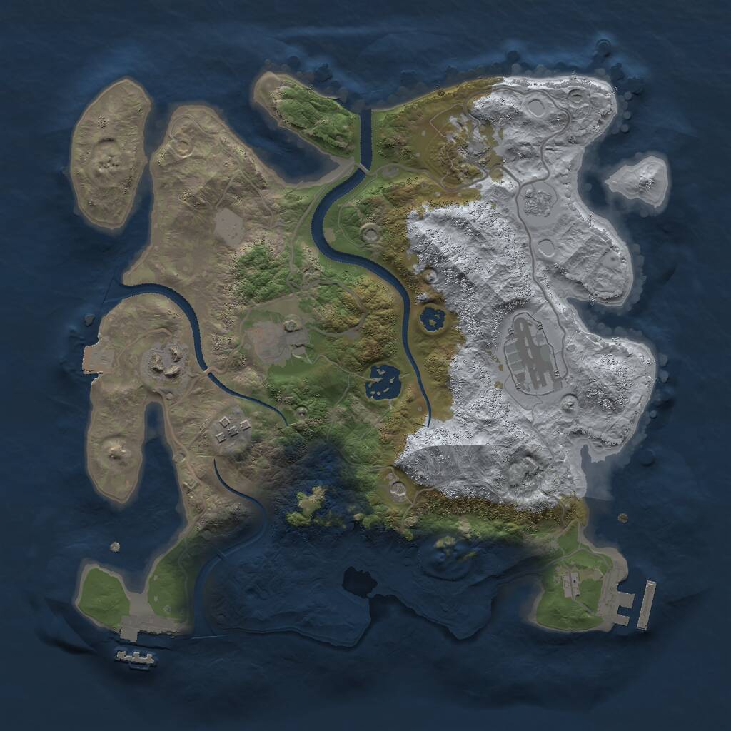 Rust Map: Procedural Map, Size: 3000, Seed: 187847230, 11 Monuments