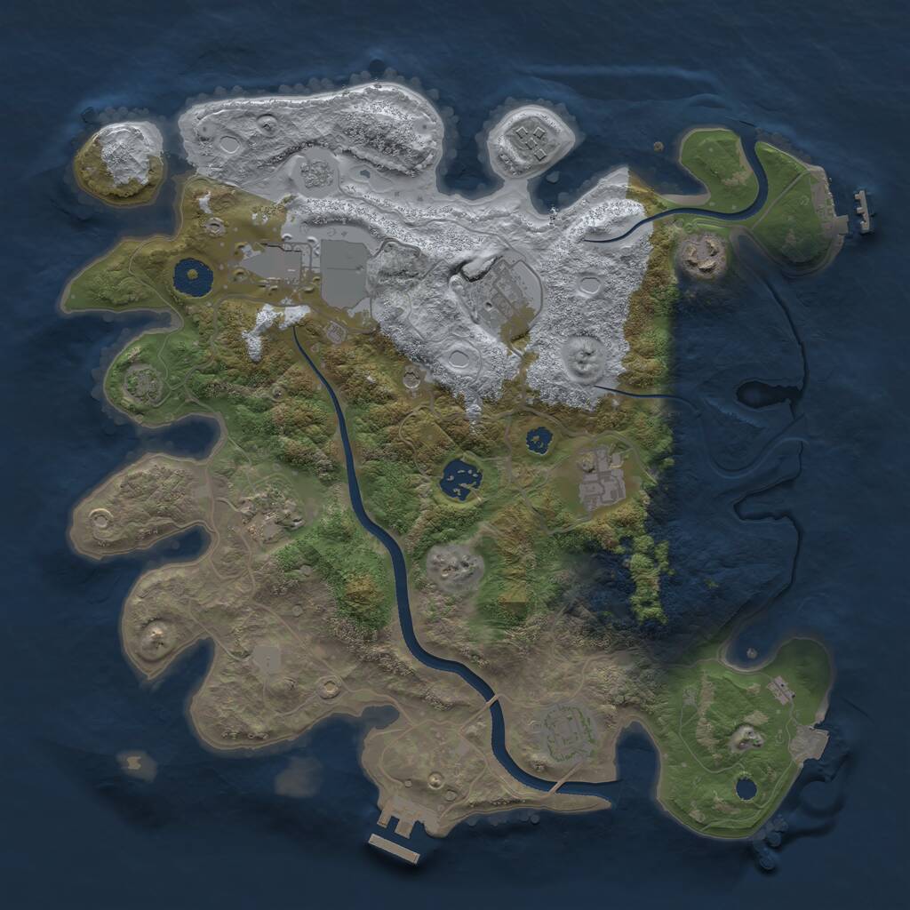 Rust Map: Procedural Map, Size: 3500, Seed: 1462256037, 14 Monuments