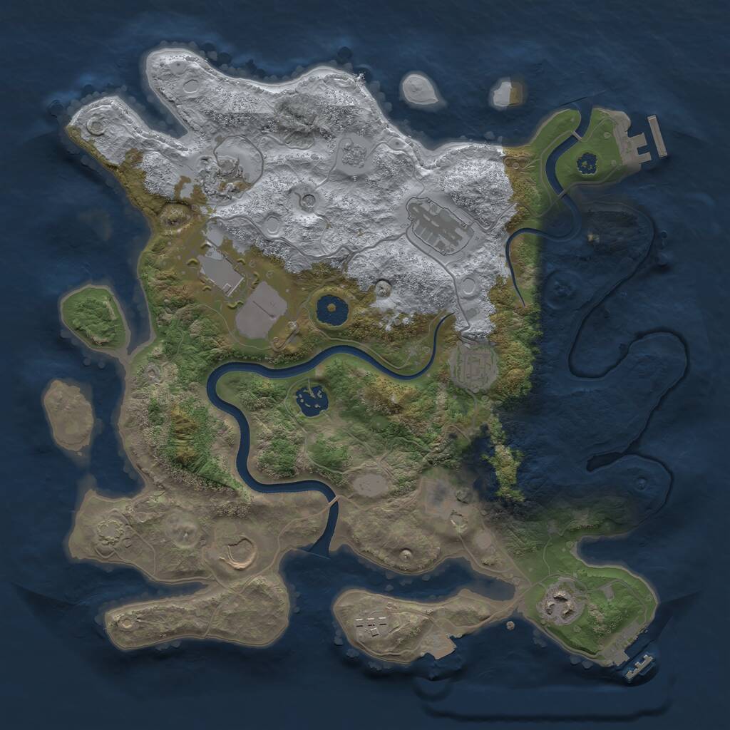 Rust Map: Procedural Map, Size: 3500, Seed: 844863579, 15 Monuments