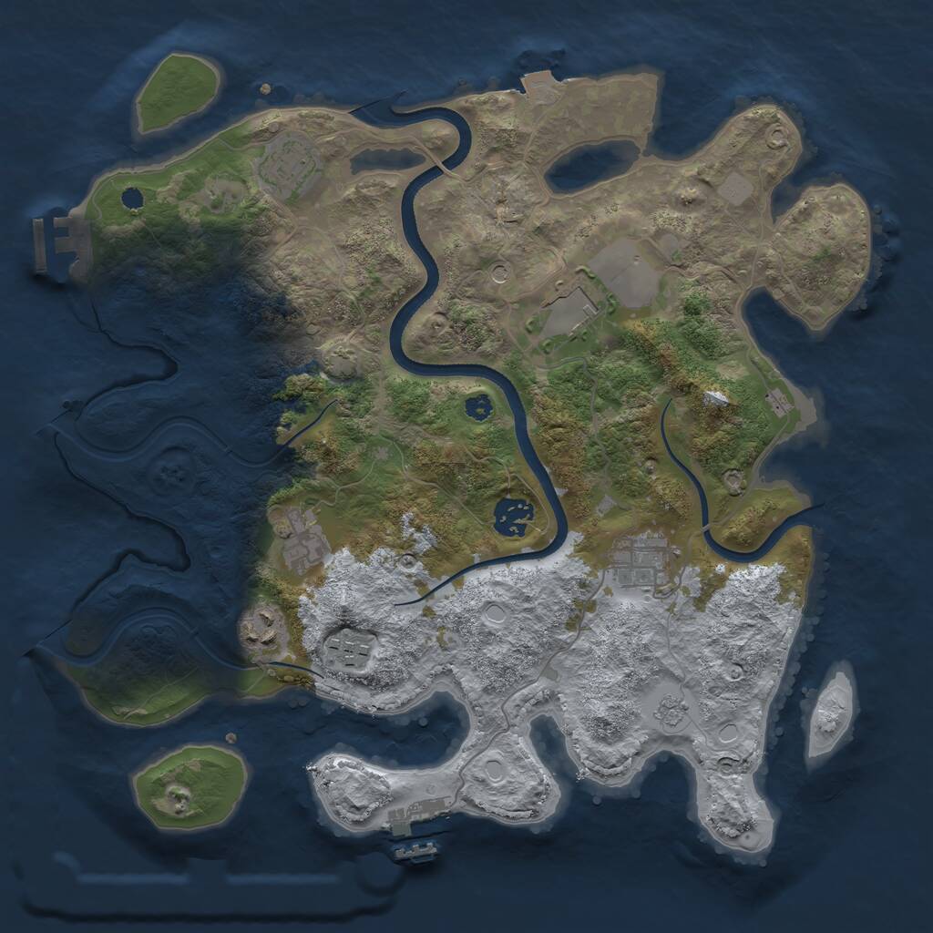 Rust Map: Procedural Map, Size: 3500, Seed: 645118186, 13 Monuments