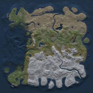 Thumbnail Rust Map: Procedural Map, Size: 5000, Seed: 64977358, 17 Monuments