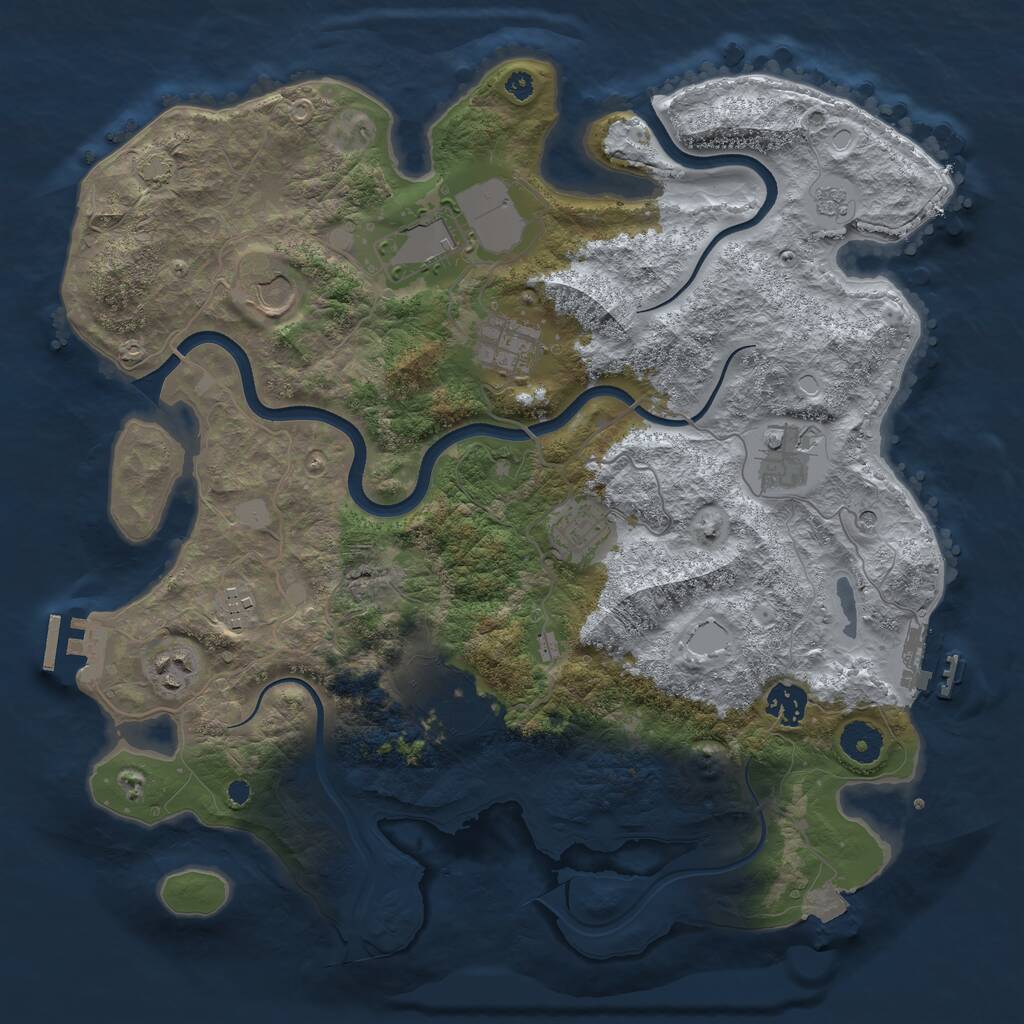 Rust Map: Procedural Map, Size: 3700, Seed: 26031921, 15 Monuments