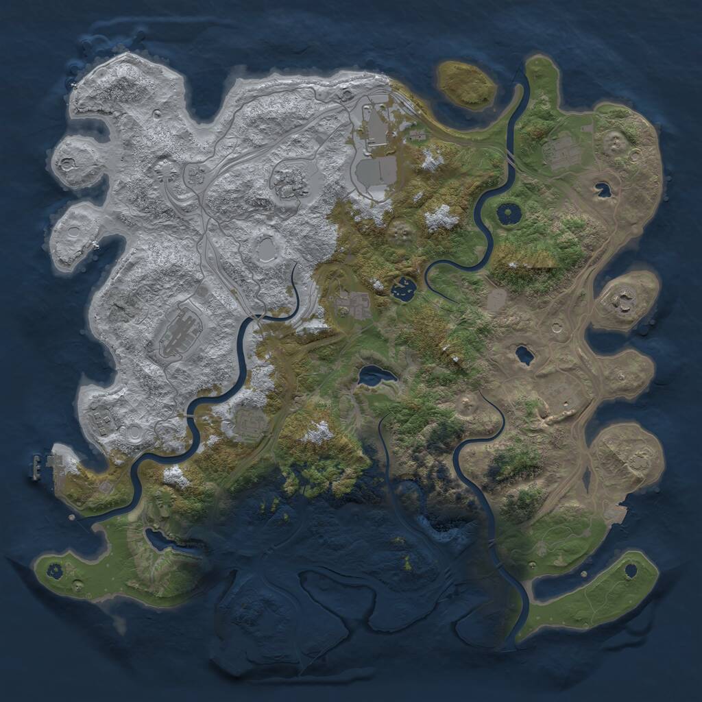 Rust Map: Procedural Map, Size: 4500, Seed: 490385534, 16 Monuments