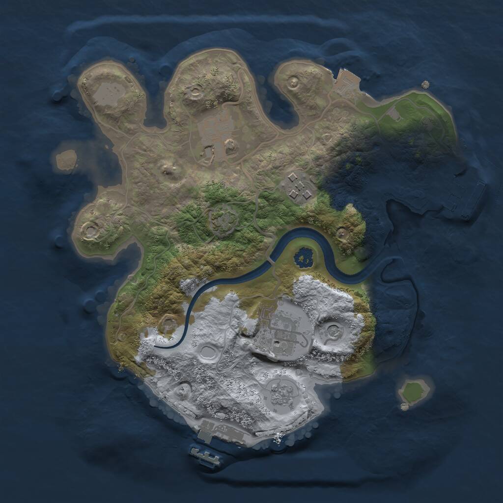 Rust Map: Procedural Map, Size: 2500, Seed: 889309447, 9 Monuments