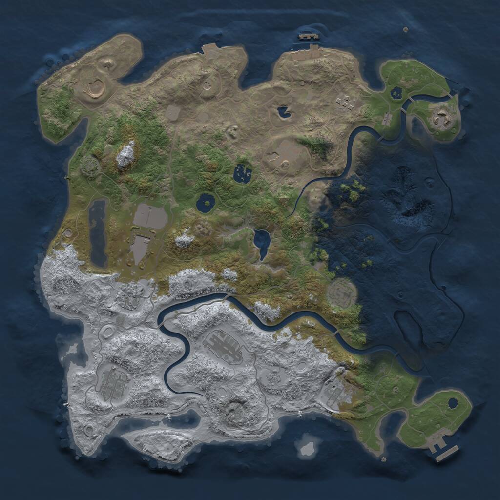 Rust Map: Procedural Map, Size: 4000, Seed: 1069111695, 17 Monuments