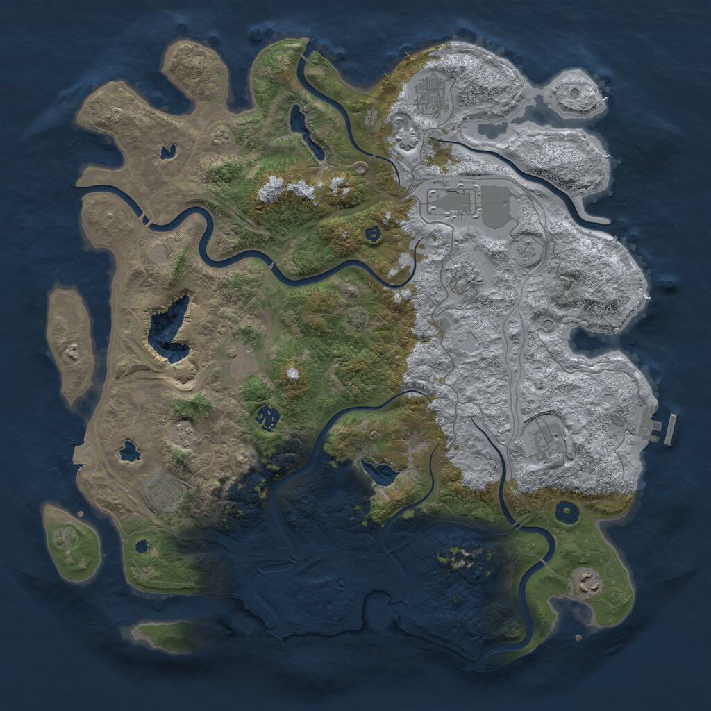 Rust Map: Procedural Map, Size: 4500, Seed: 2040303630, 14 Monuments