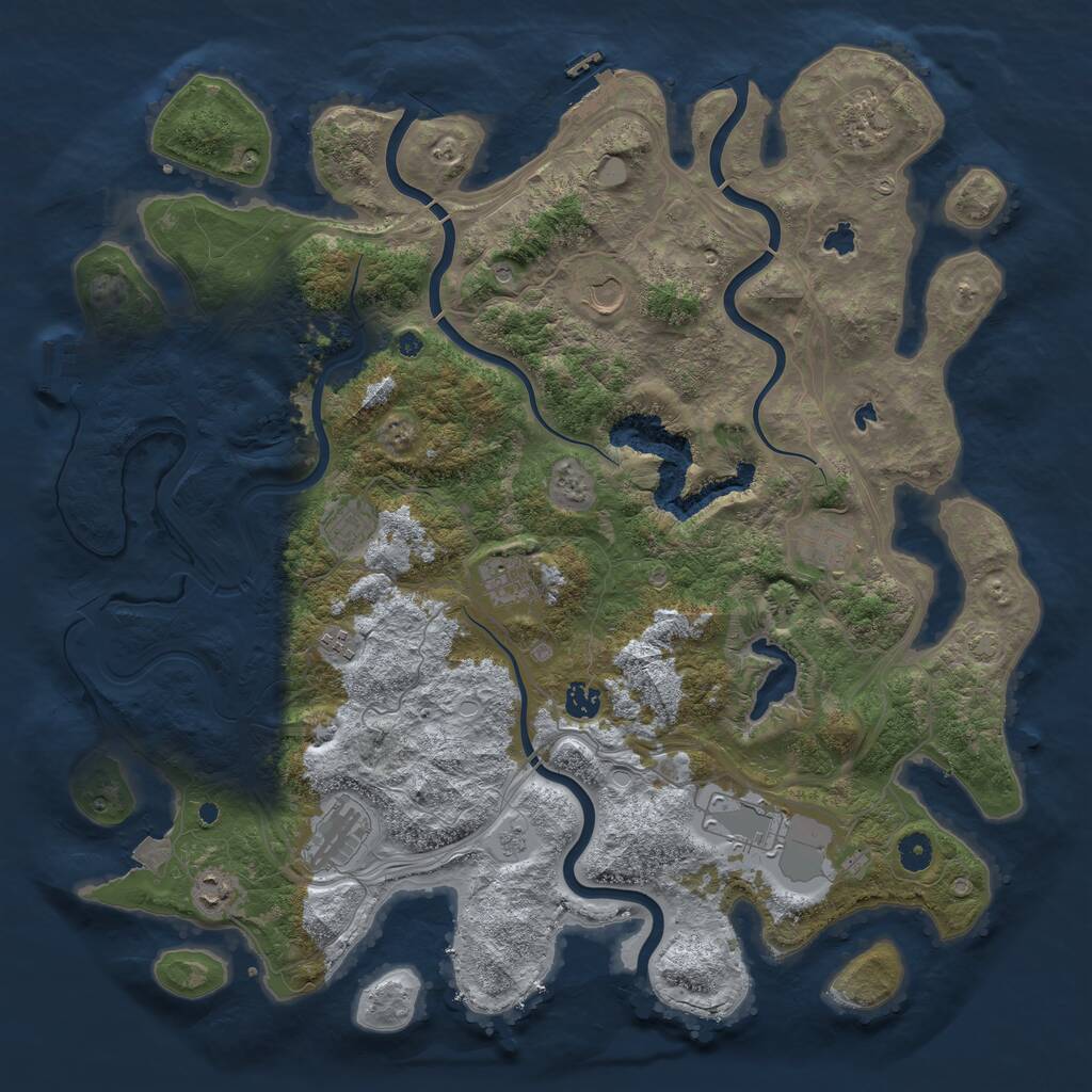 Rust Map: Procedural Map, Size: 4500, Seed: 1365702248, 16 Monuments