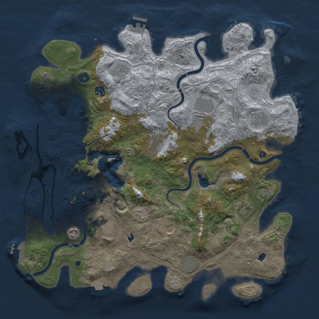 Rust Map: Procedural Map, Size: 4500, Seed: 1289664253, 17 Monuments