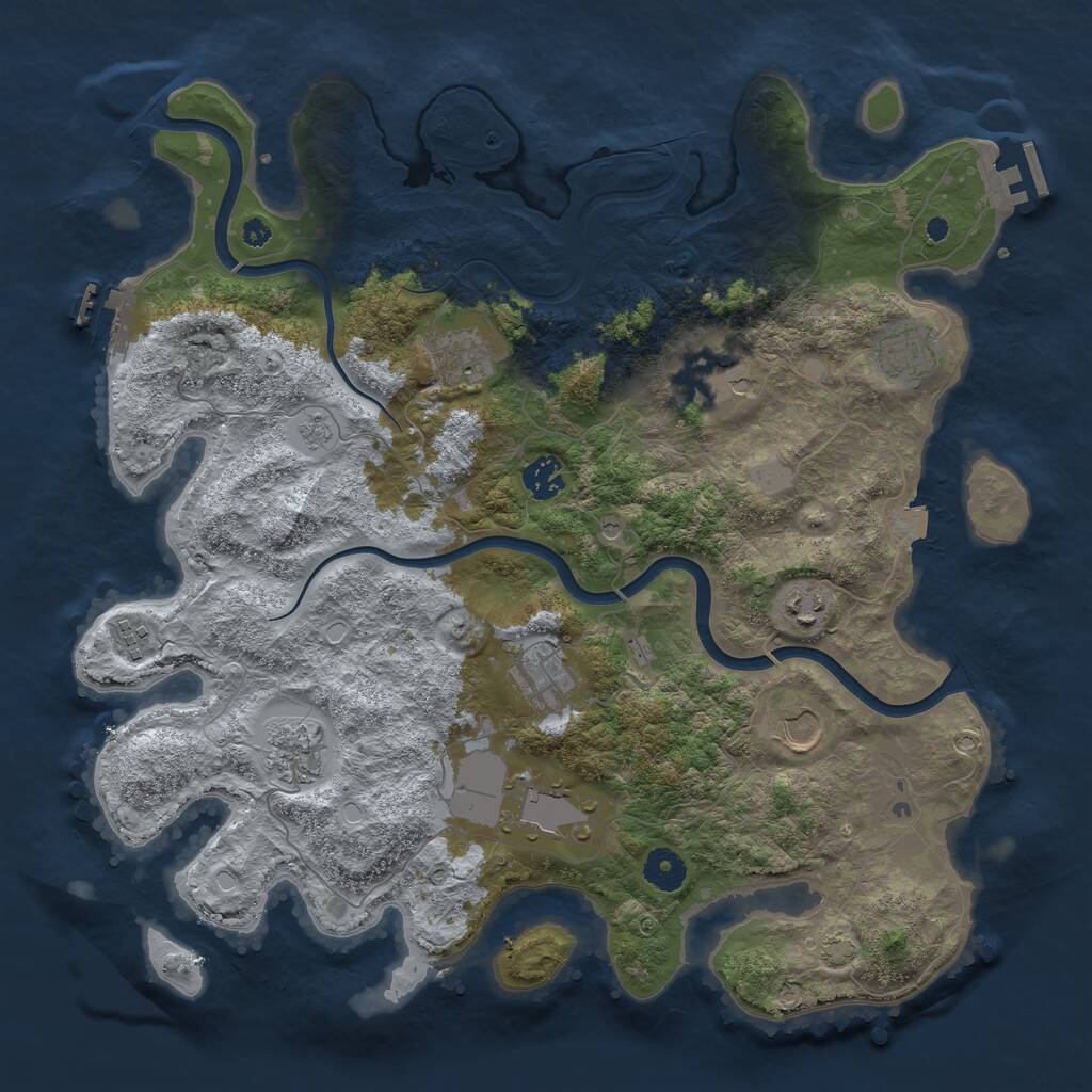 Rust Map: Procedural Map, Size: 3900, Seed: 39655338, 16 Monuments