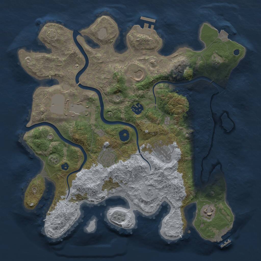 Rust Map: Procedural Map, Size: 3500, Seed: 31490872, 13 Monuments