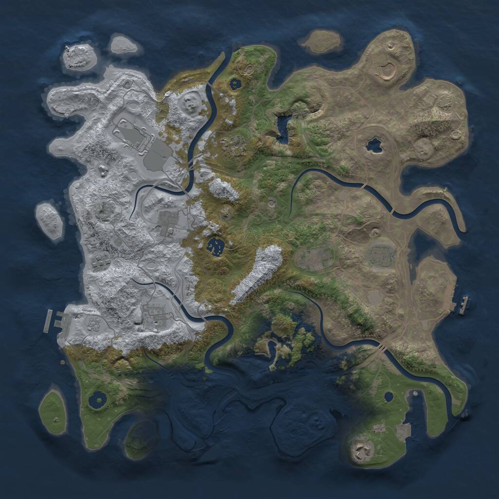 Rust Map: Procedural Map, Size: 4250, Seed: 1182865655, 16 Monuments