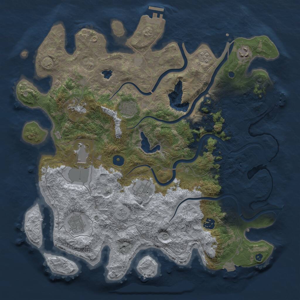 Rust Map: Procedural Map, Size: 4000, Seed: 1266876704, 14 Monuments