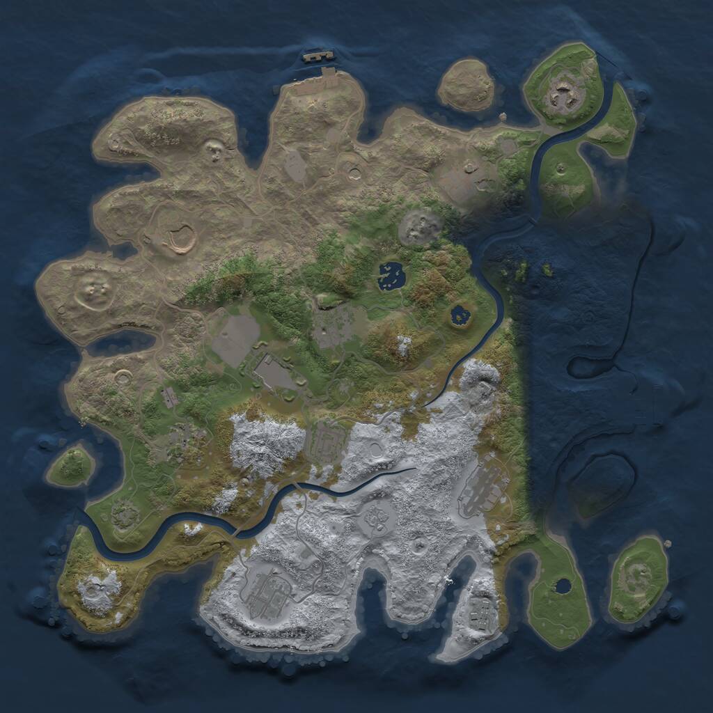 Rust Map: Procedural Map, Size: 3700, Seed: 1763229364, 17 Monuments