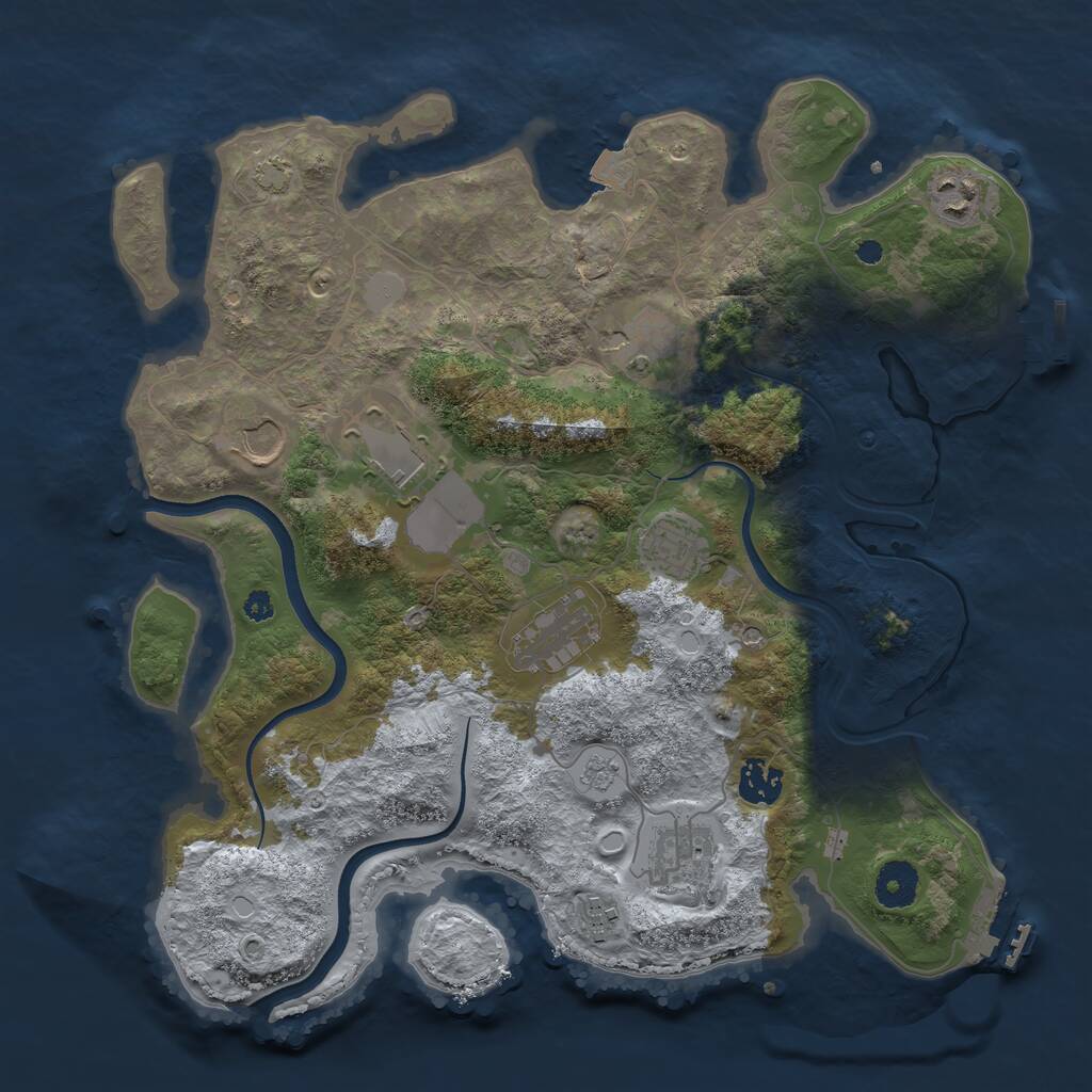 Rust Map: Procedural Map, Size: 3600, Seed: 3727, 15 Monuments