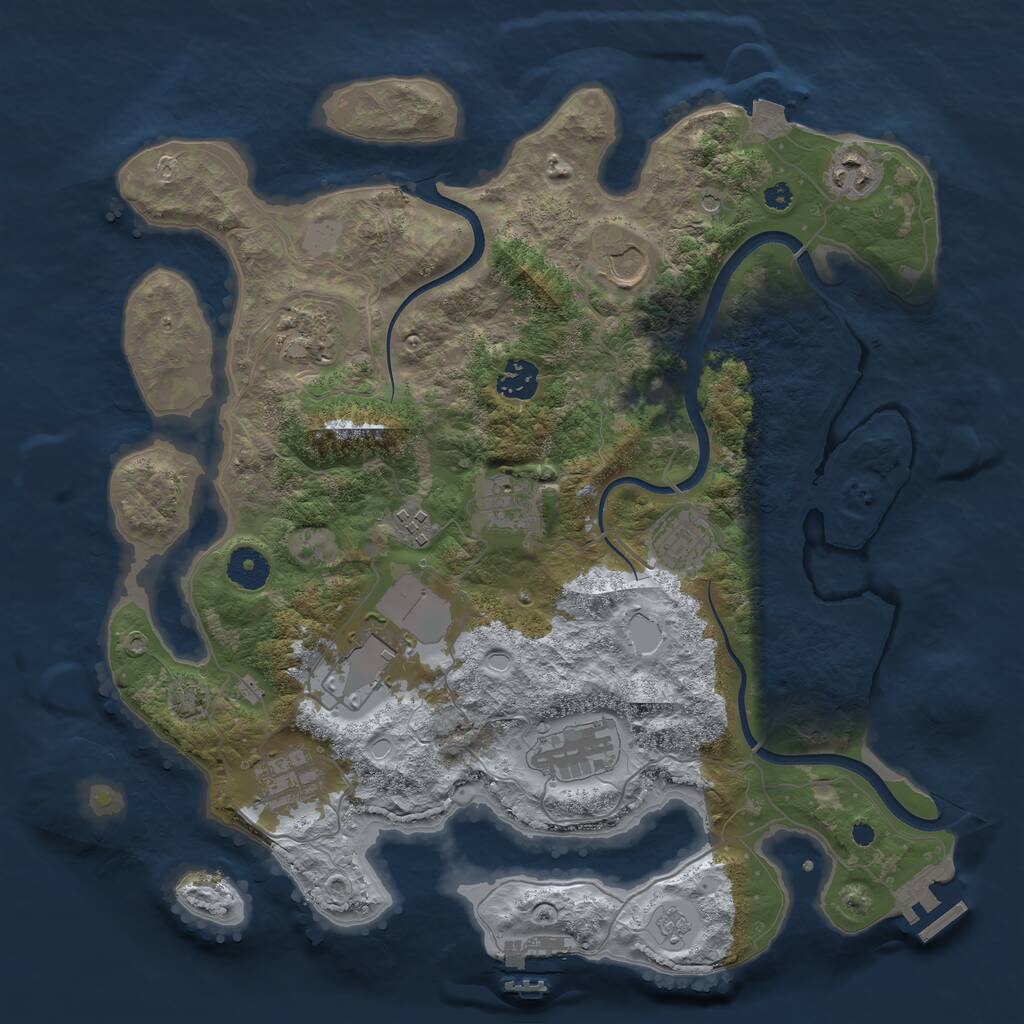 Rust Map: Procedural Map, Size: 3720, Seed: 523810, 16 Monuments