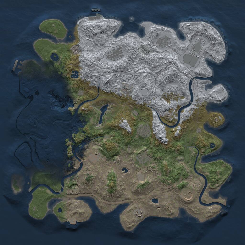Rust Map: Procedural Map, Size: 4500, Seed: 821113300, 17 Monuments