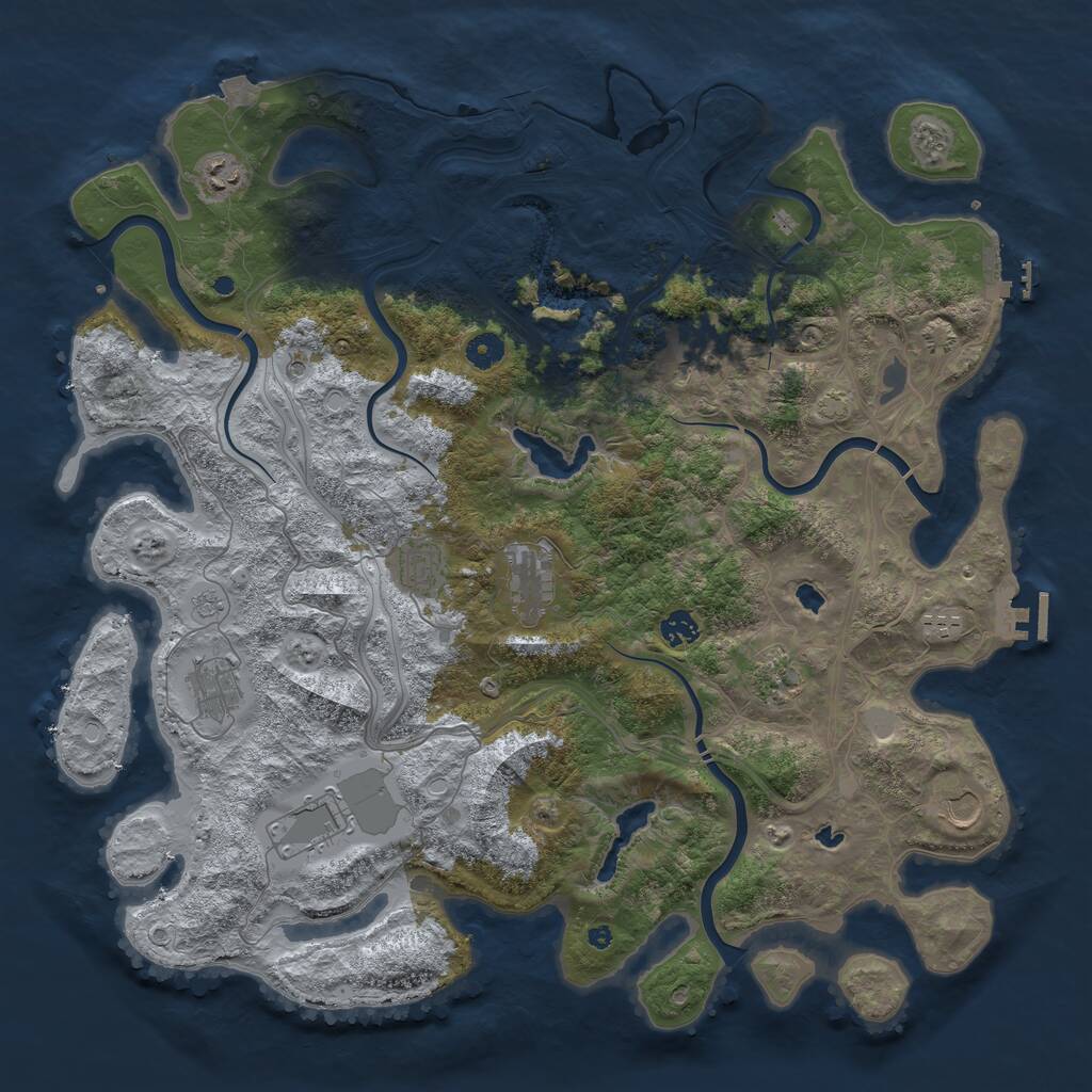 Rust Map: Procedural Map, Size: 4500, Seed: 1393317132, 16 Monuments