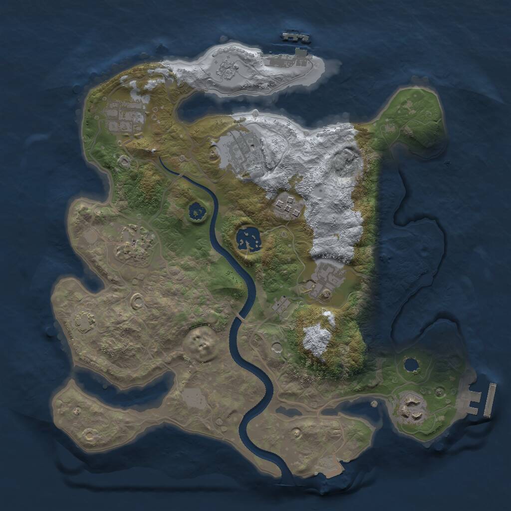 Rust Map: Procedural Map, Size: 3000, Seed: 1144051169, 13 Monuments