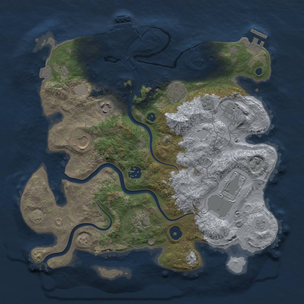 Rust Map: Procedural Map, Size: 3500, Seed: 105238327, 14 Monuments