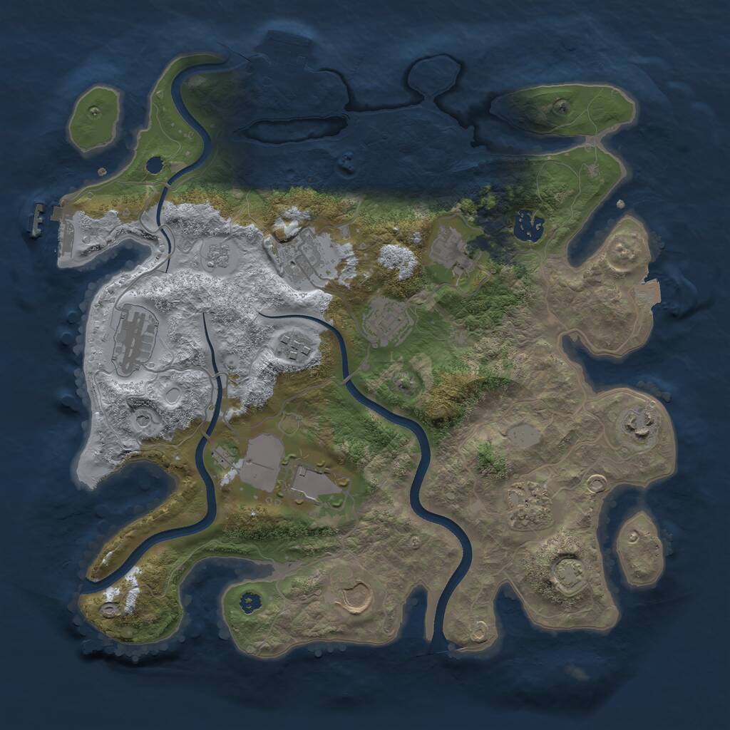 Rust Map: Procedural Map, Size: 3500, Seed: 227127409, 16 Monuments