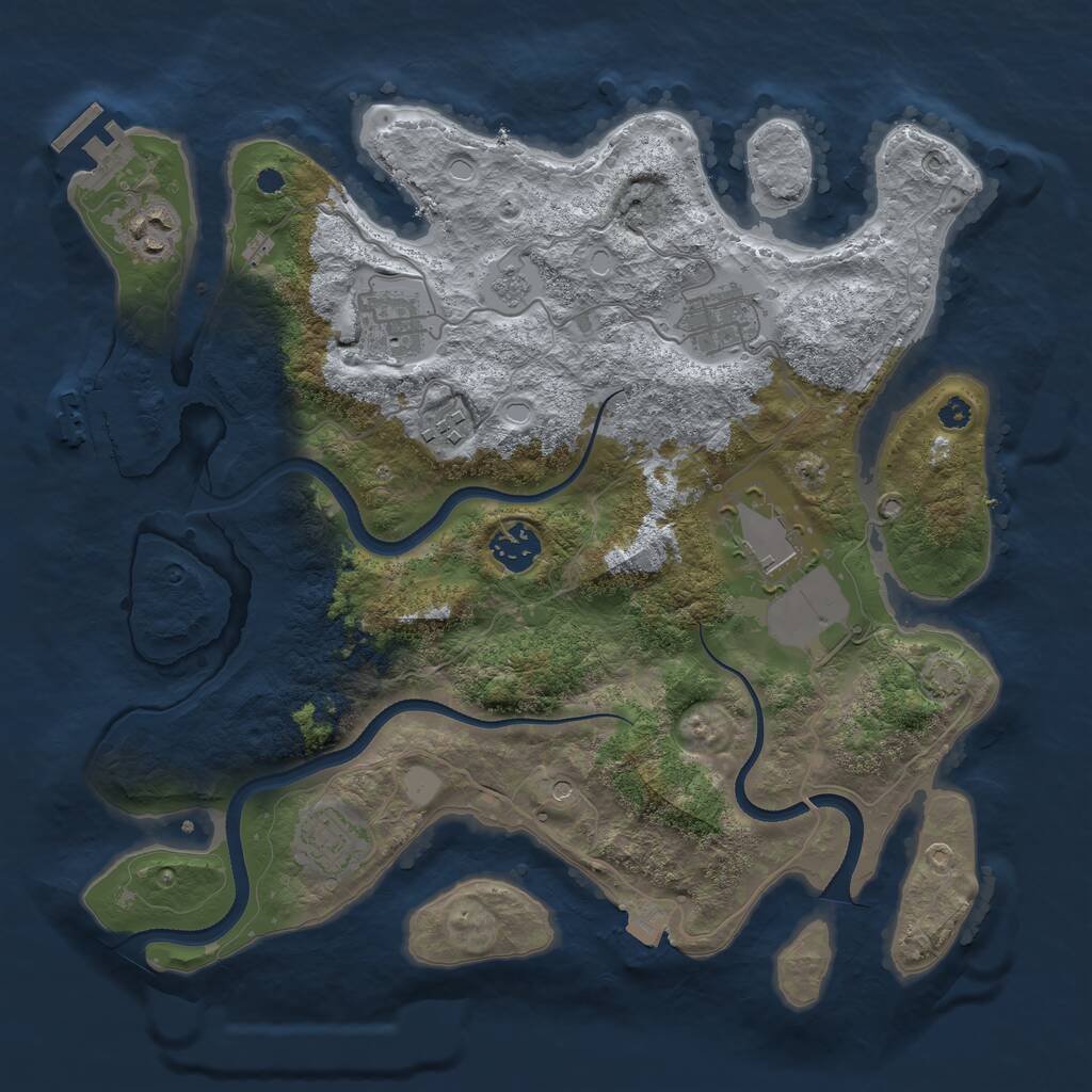 Rust Map: Procedural Map, Size: 3500, Seed: 734571943, 13 Monuments