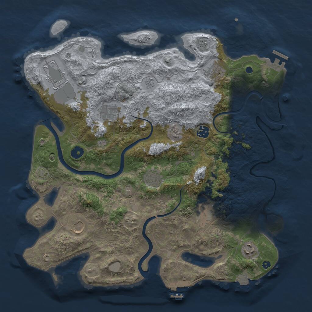 Rust Map: Procedural Map, Size: 3800, Seed: 1445, 15 Monuments