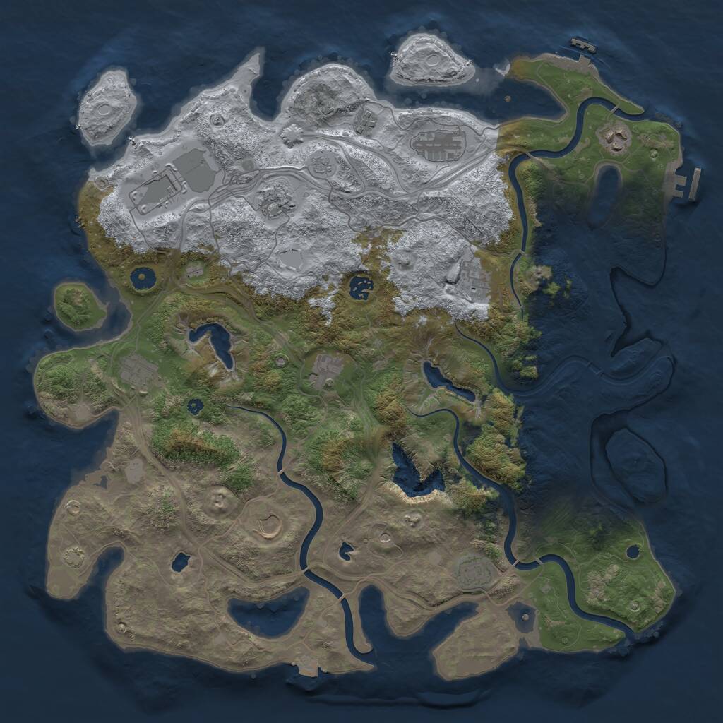 Rust Map: Procedural Map, Size: 4500, Seed: 1081959376, 17 Monuments