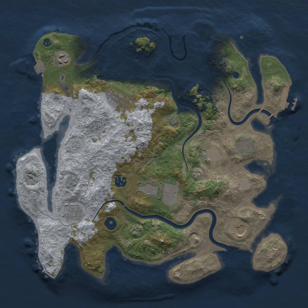 Rust Map: Procedural Map, Size: 3800, Seed: 5140176, 15 Monuments