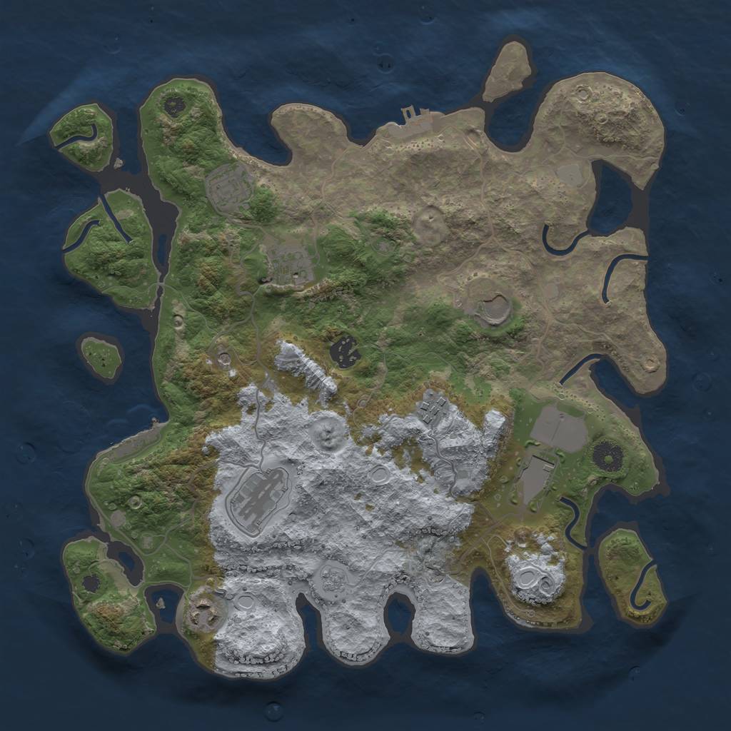 Rust Map: Procedural Map, Size: 3600, Seed: 14563987, 15 Monuments