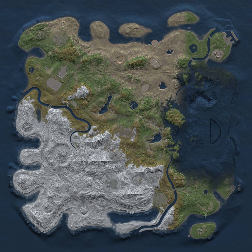 Rust Map: Procedural Map, Size: 4500, Seed: 658230538, 17 Monuments