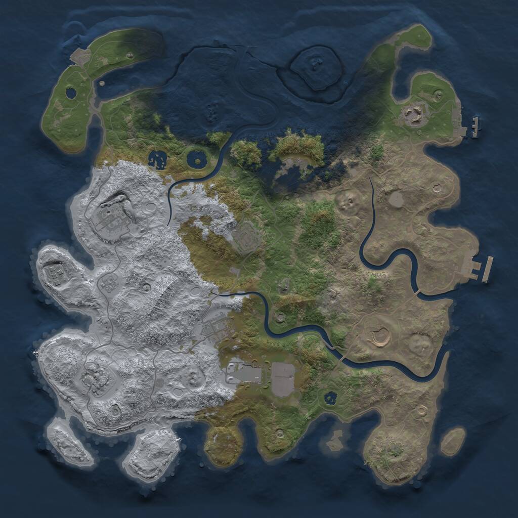 Rust Map: Procedural Map, Size: 3947, Seed: 318192457, 16 Monuments