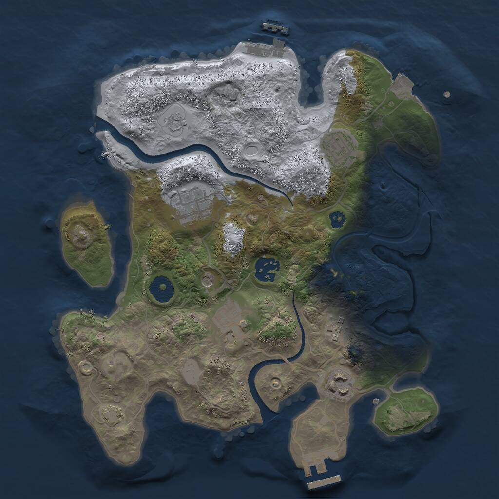 Rust Map: Procedural Map, Size: 3000, Seed: 980006697, 12 Monuments