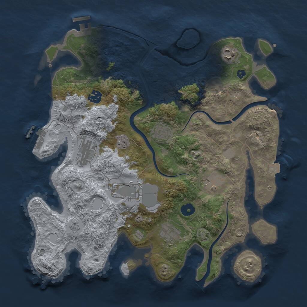 Rust Map: Procedural Map, Size: 3500, Seed: 1345286857, 14 Monuments