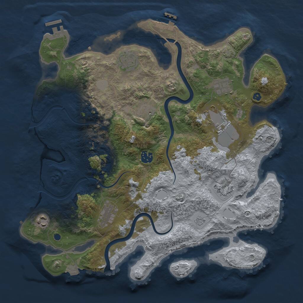 Rust Map: Procedural Map, Size: 3700, Seed: 1922612086, 15 Monuments