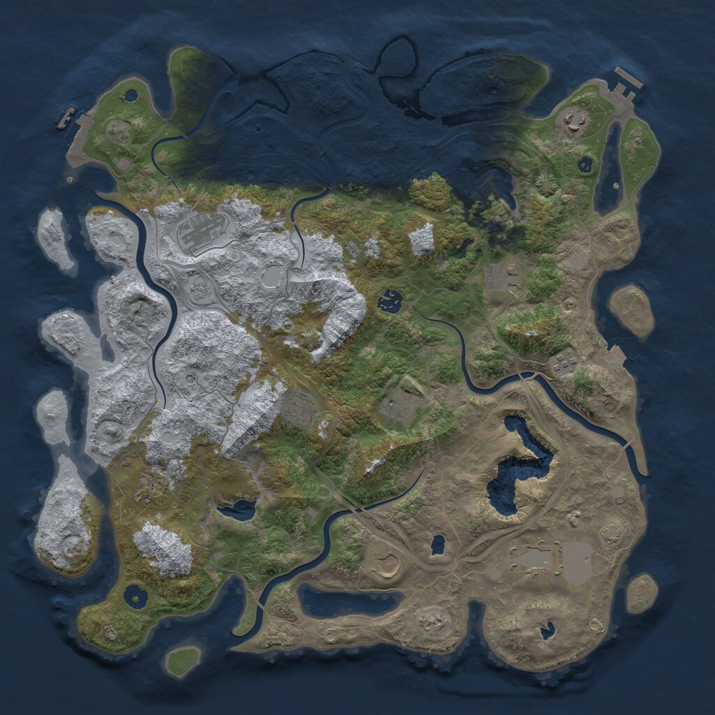 Rust Map: Procedural Map, Size: 4500, Seed: 1313653717, 16 Monuments