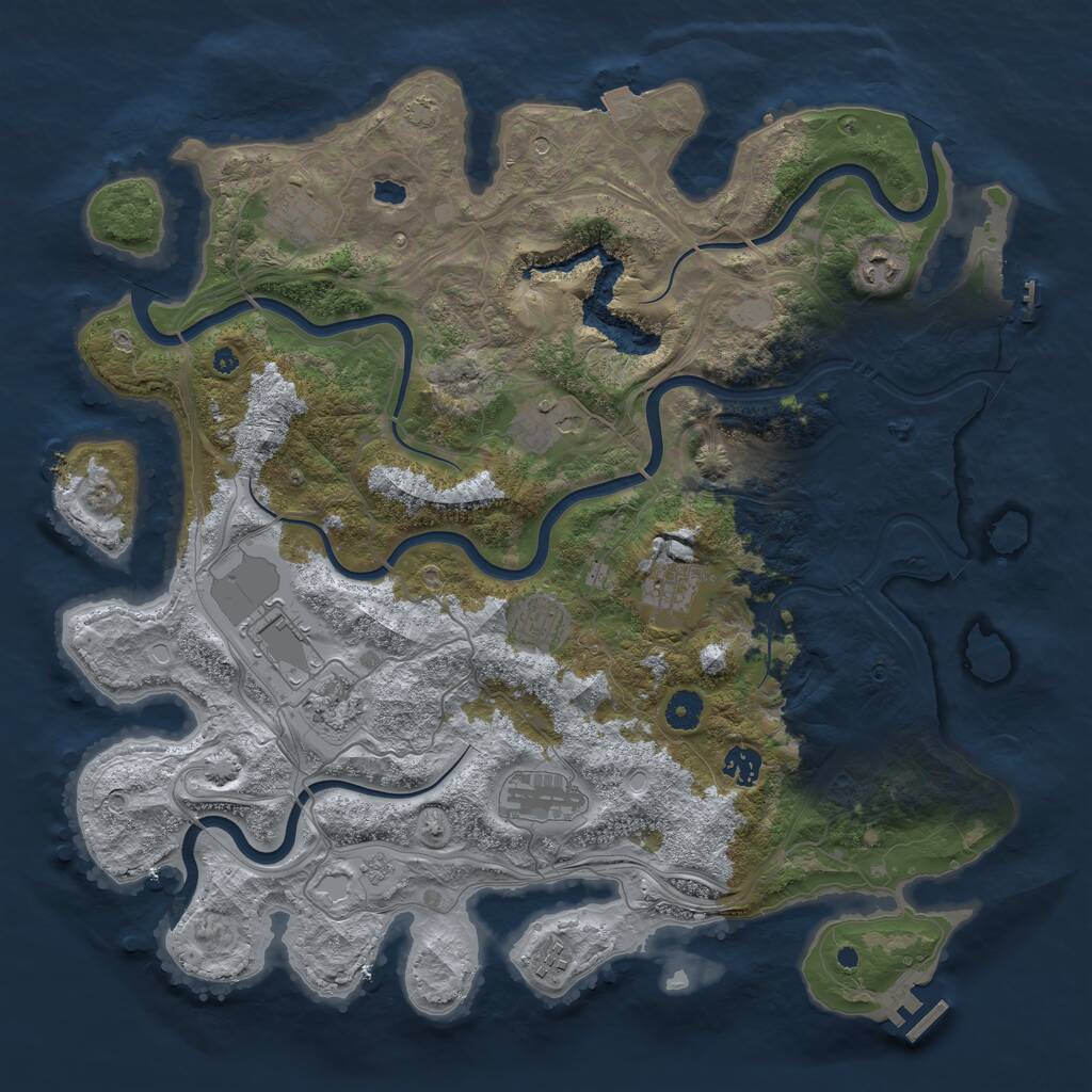 Rust Map: Procedural Map, Size: 4250, Seed: 80134741, 16 Monuments