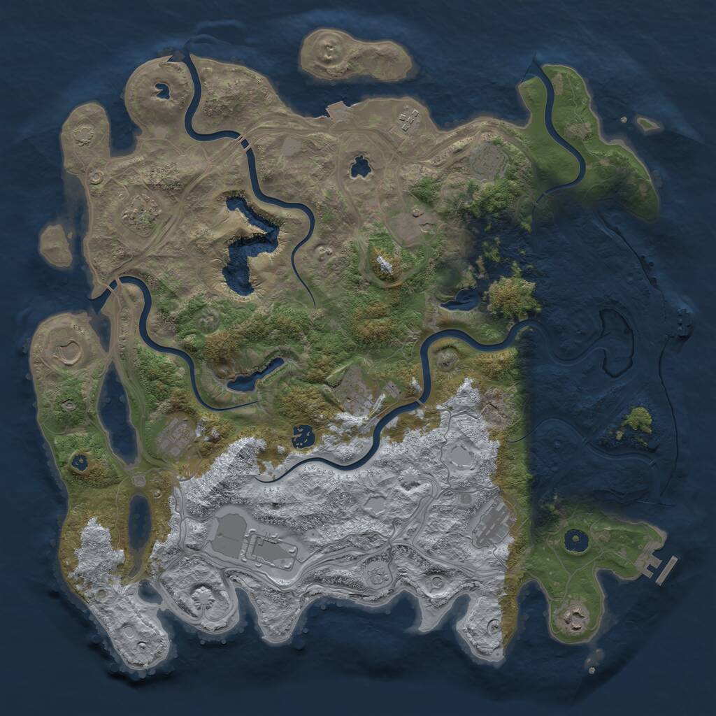 Rust Map: Procedural Map, Size: 4500, Seed: 1990755053, 17 Monuments