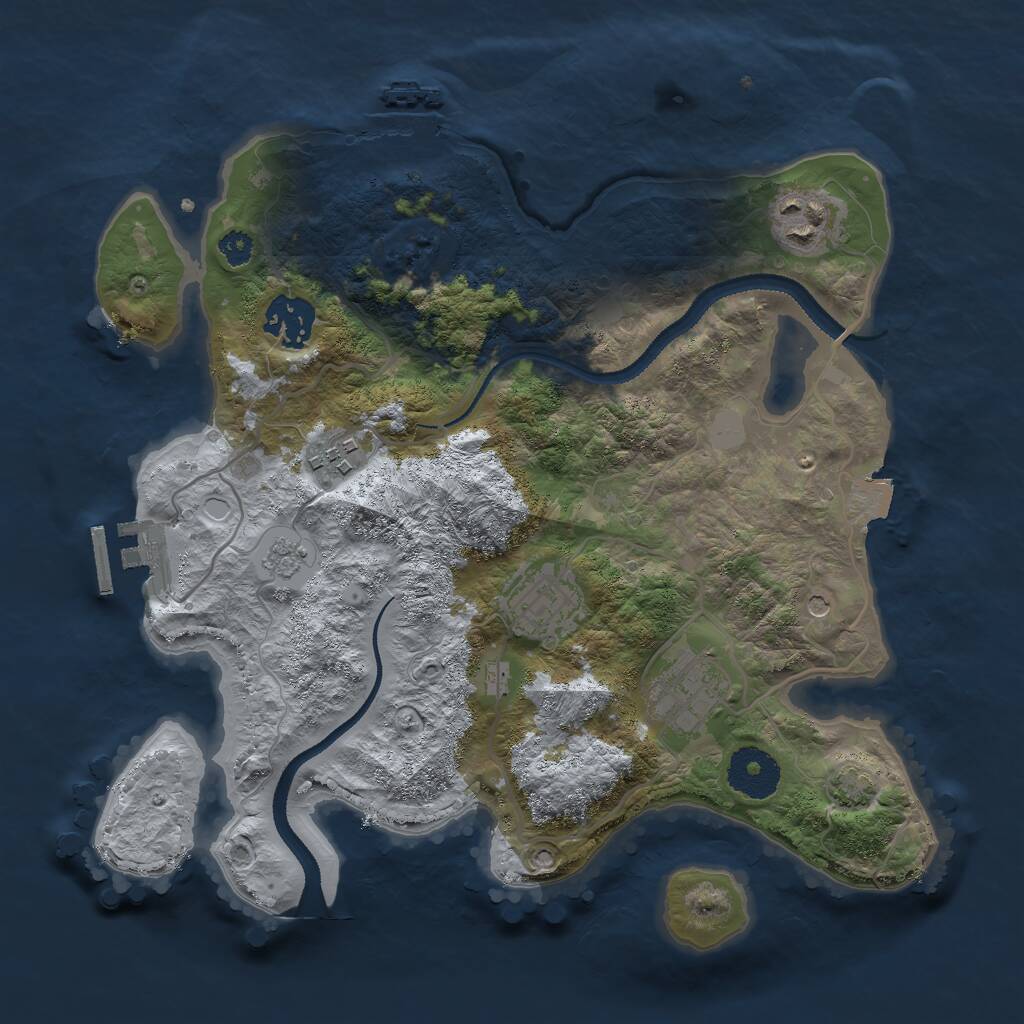 Rust Map: Procedural Map, Size: 3000, Seed: 1988329584, 11 Monuments