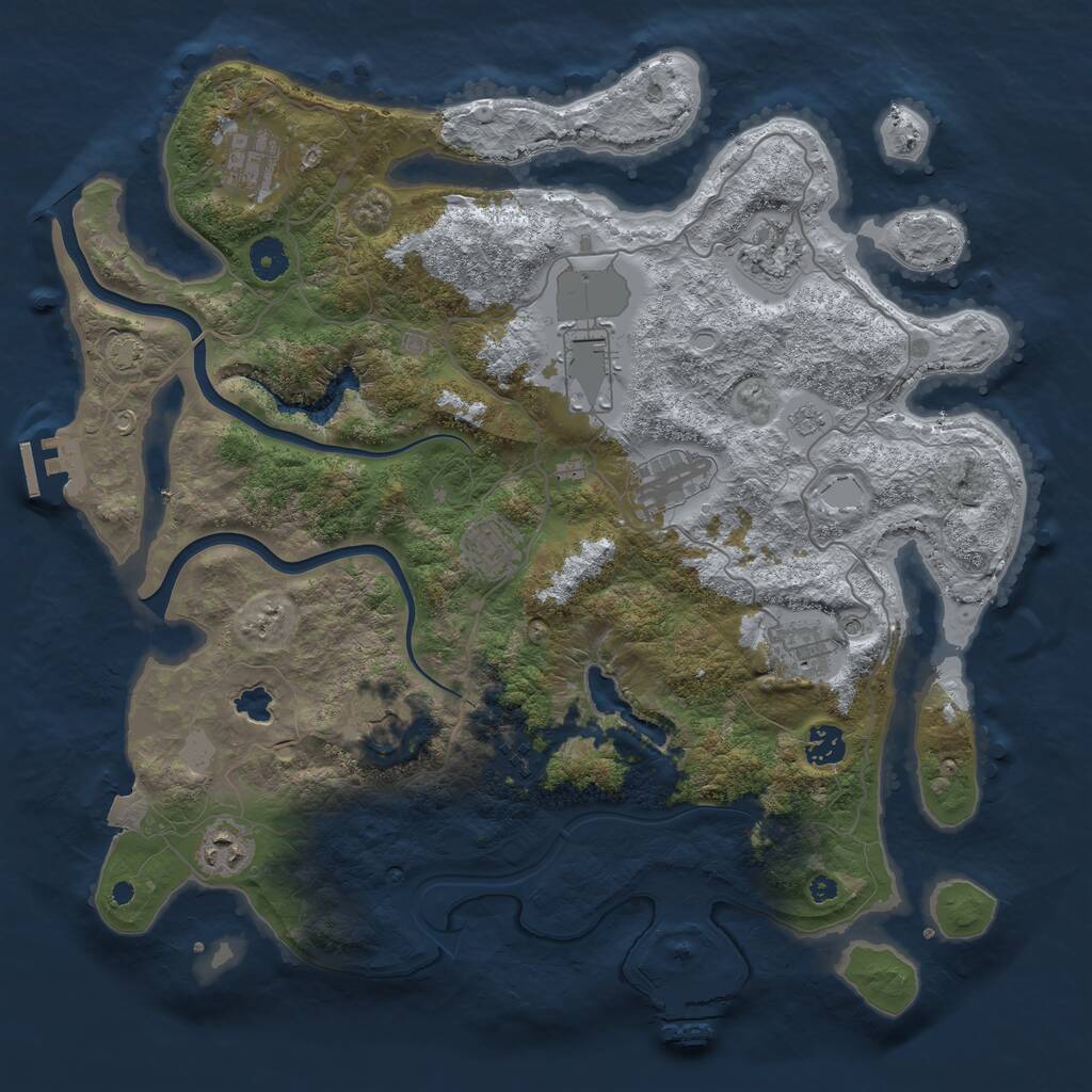 Rust Map: Procedural Map, Size: 4000, Seed: 847362, 16 Monuments