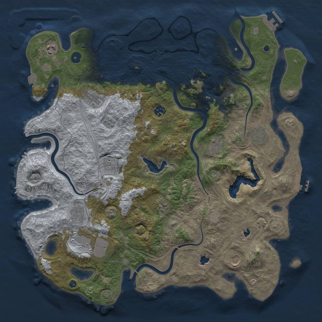 Rust Map: Procedural Map, Size: 4500, Seed: 562237940, 17 Monuments
