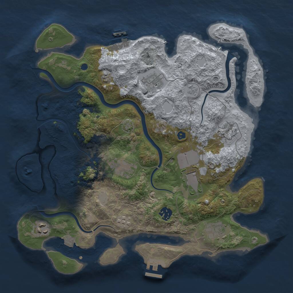Rust Map: Procedural Map, Size: 3500, Seed: 1311050669, 14 Monuments