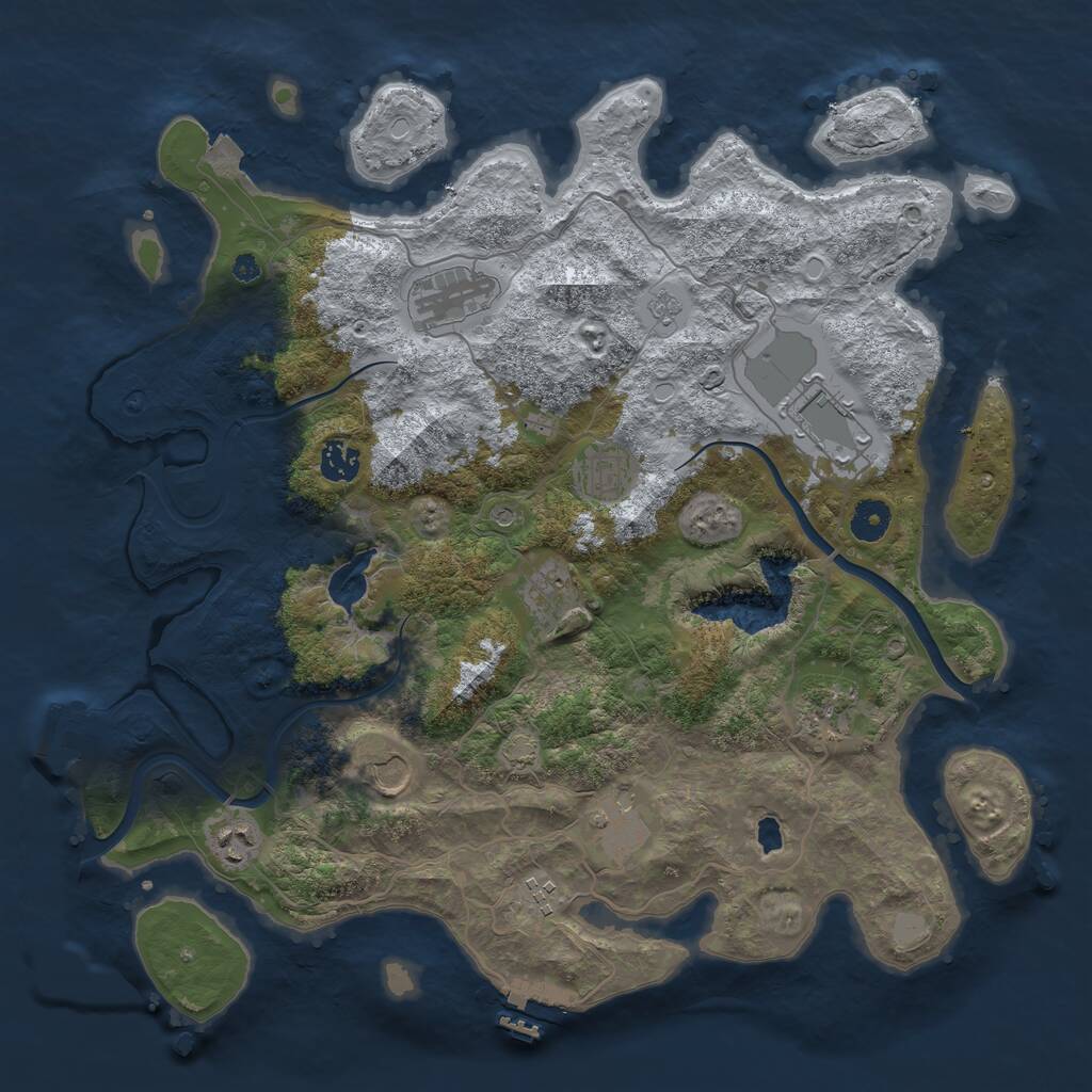 Rust Map: Procedural Map, Size: 4000, Seed: 727122139, 16 Monuments