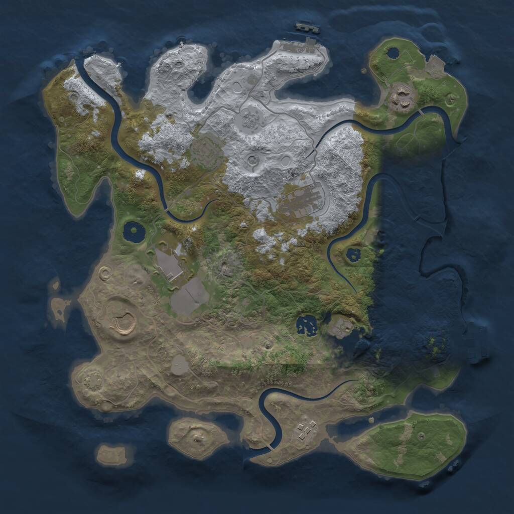 Rust Map: Procedural Map, Size: 3500, Seed: 758762040, 14 Monuments